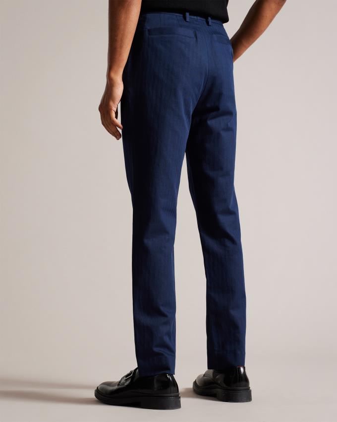 Pantalon Ted Baker Slim Fit Herringbone Bleu Marine Homme | ZRG-43759031